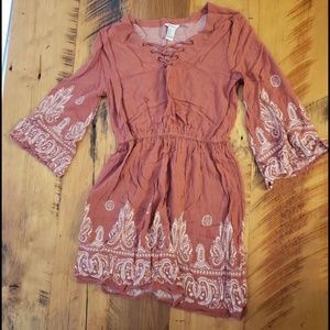 Patterned Bell Sleeve Dress